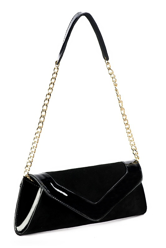 Matt black women's dress clutch, for weddings, ceremonies, cocktails and parties. Worn view - Florence KOOIJMAN